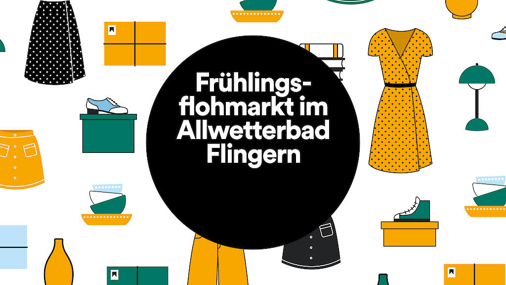 Veranstaltungsgrafik "Frühlingsflohmarkt" im Allwetterbad Flingern