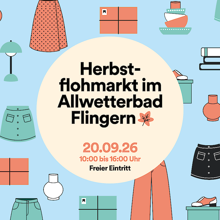 Veranstaltungsgrafik "Herbstflohmarkt" im Allwetterbad Flingern