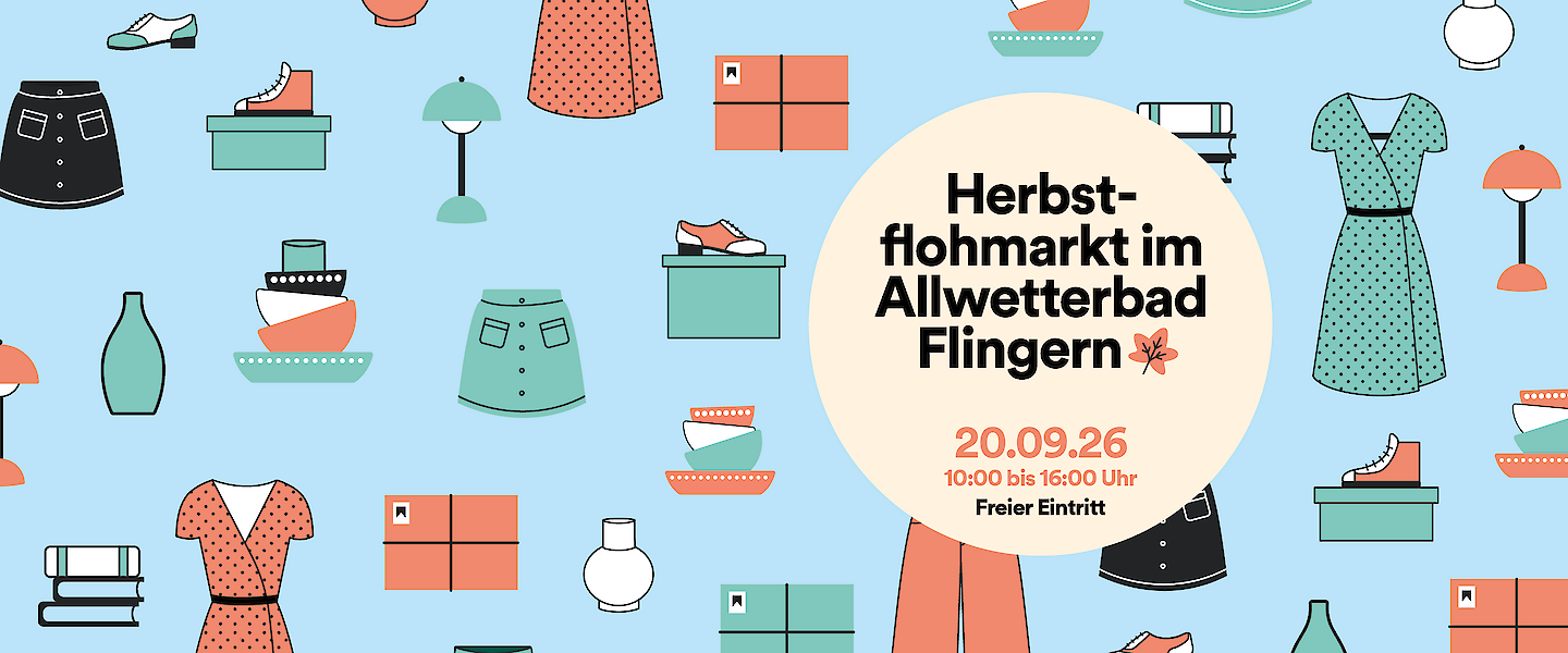 Veranstaltungsgrafik "Herbstflohmarkt" im Allwetterbad Flingern
