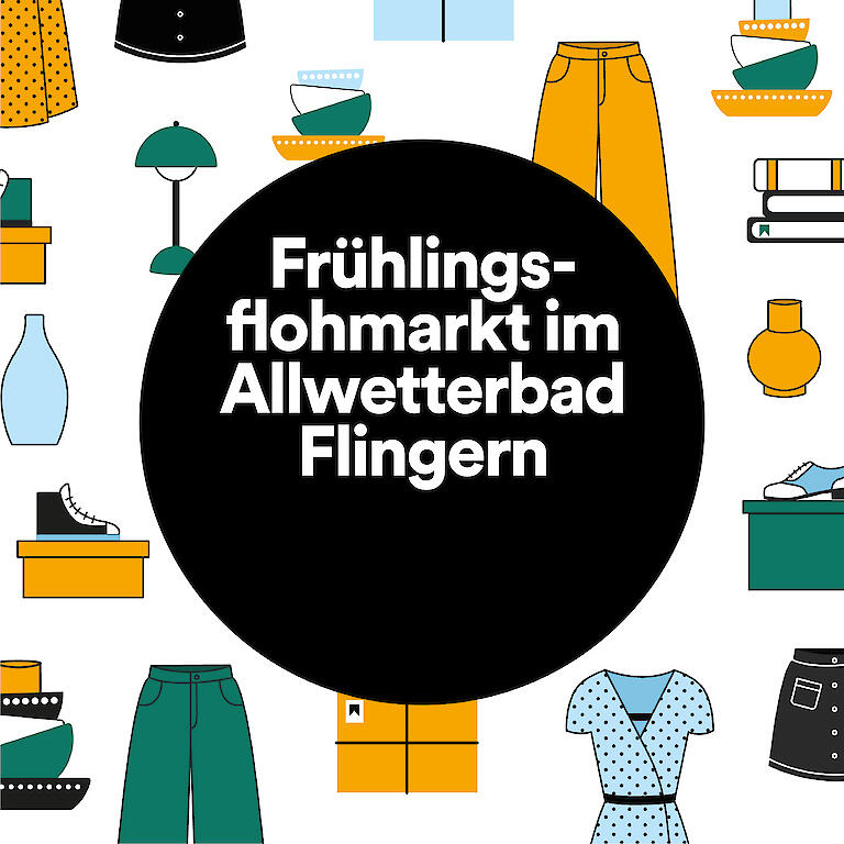 Veranstaltungsgrafik "Frühlingsflohmarkt" im Allwetterbad Flingern