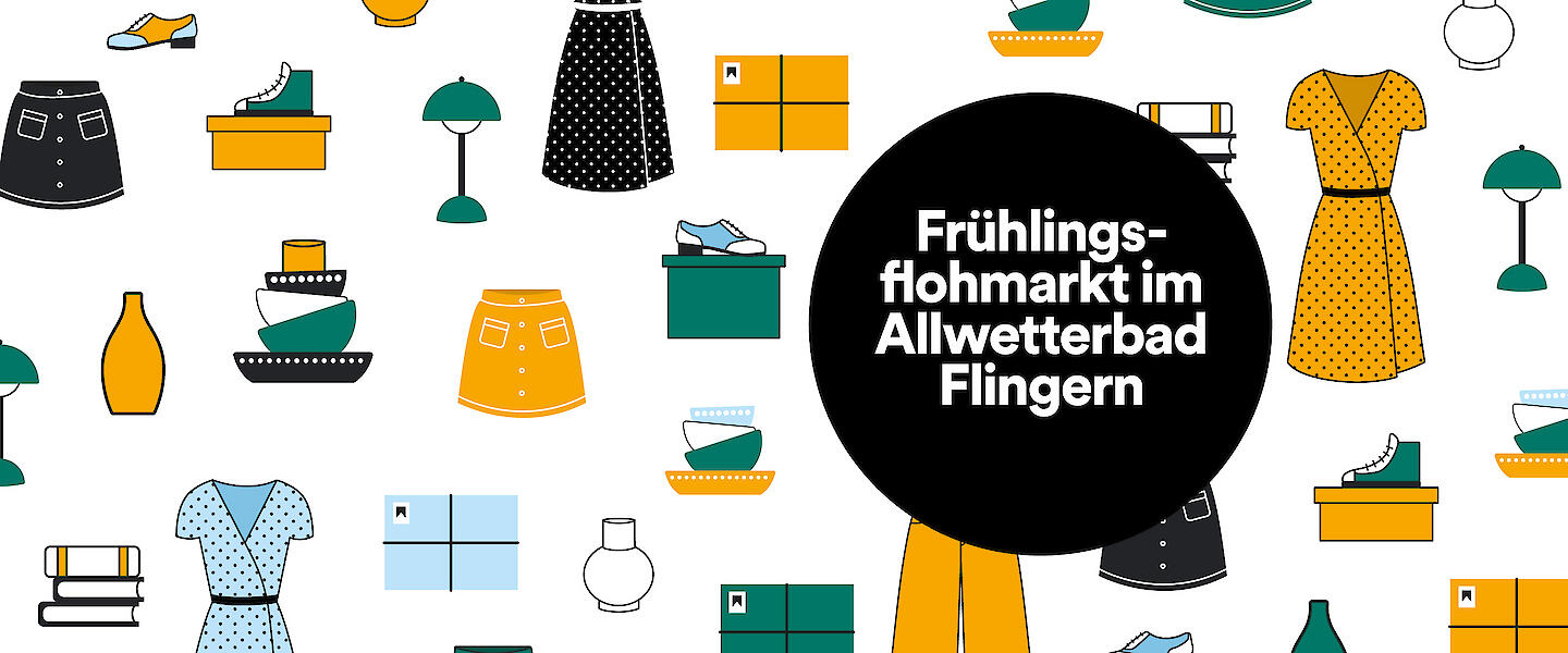 Veranstaltungsgrafik "Frühlingsflohmarkt" im Allwetterbad Flingern