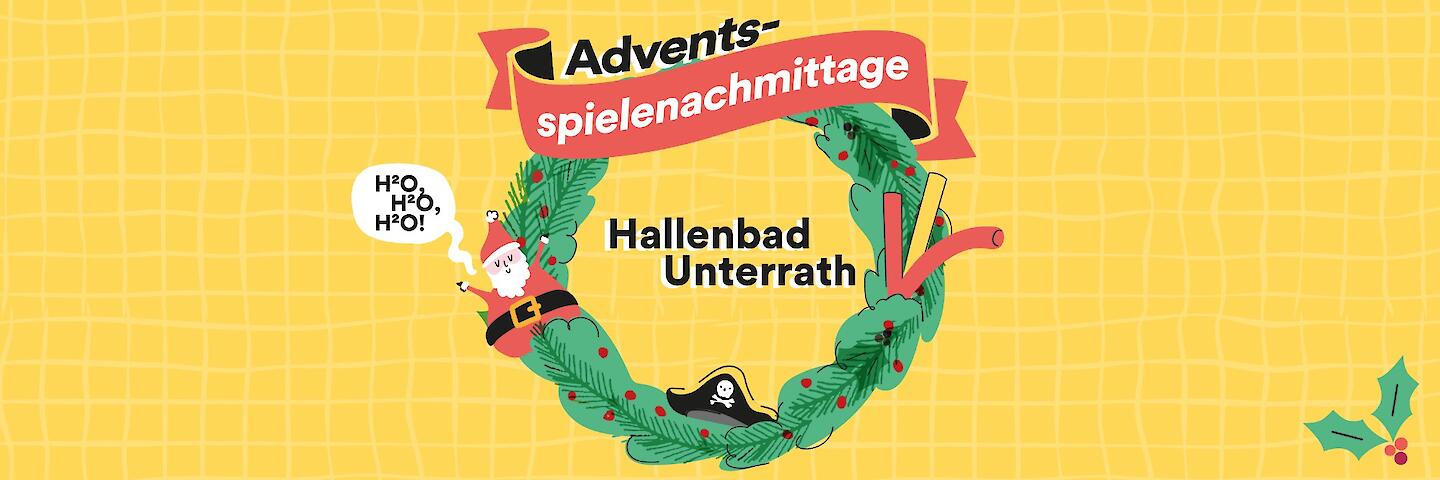 Veranstaltungsgrafik zu den Adventsspielenachmittage im Hallenbad Unterrath