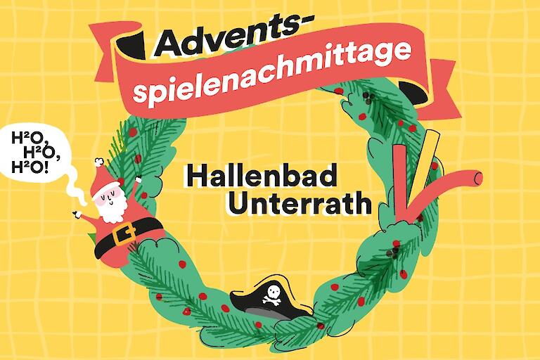 Veranstaltungsgrafik zu den Adventsspielenachmittage im Hallenbad Unterrath