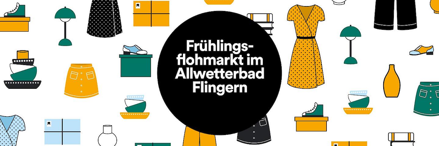 Veranstaltungsgrafik "Frühlingsflohmarkt" im Allwetterbad Flingern