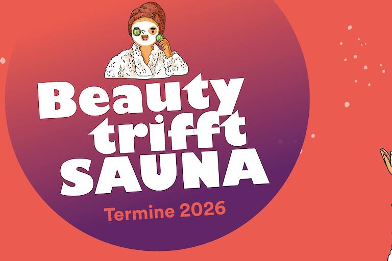 Veranstaltungsgrafik zur Veranstaltungsreihe "Beauty trifft Sauna" in der Strand-Sauna