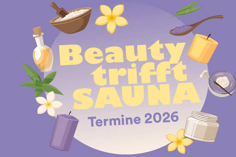 Veranstaltungsgrafik zur Veranstaltungsreihe "Beauty trifft Sauna" in der Suomi-Sauna