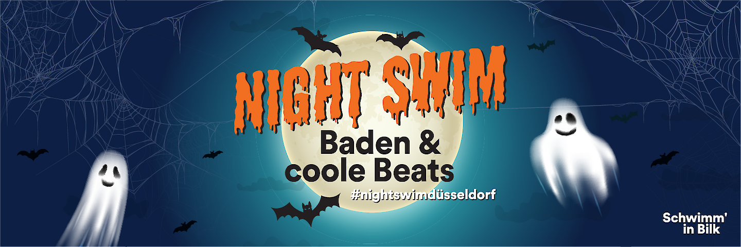 Veranstaltungsgrafik zum Halloween Night Swim im Schwimm&#039; in Bilk.