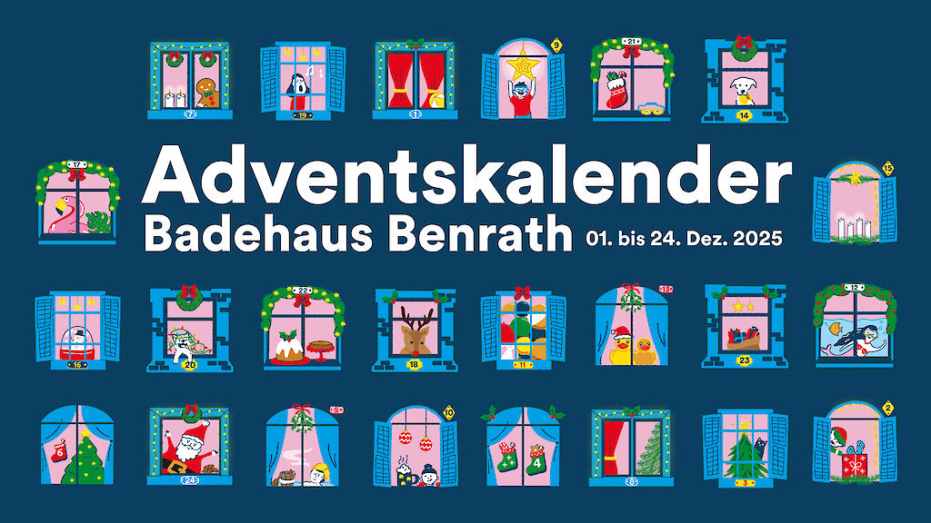 Aktionsgrafik zum Adventskalender im Badehaus Benrath