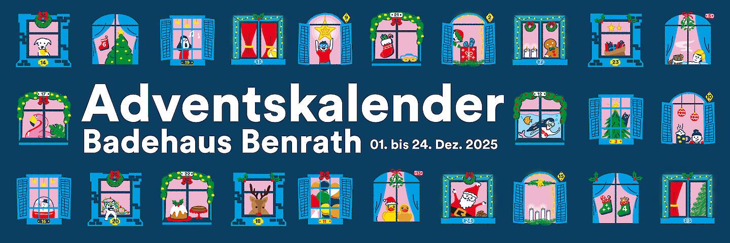 Aktionsgrafik zum Adventskalender im Badehaus Benrath