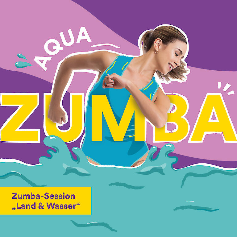 Frau macht Sport im Wasser - Ankündigung zum Aqua Zuma Event im Rheinblick 741.