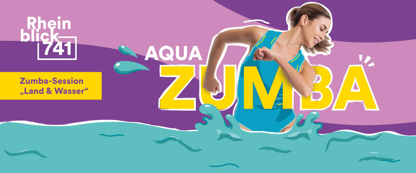Frau macht Sport im Wasser - Ankündigung zum Aqua Zuma Event im Rheinblick 741.