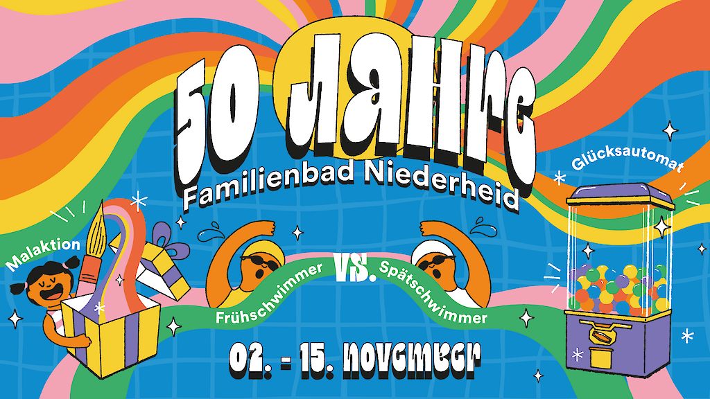 Veranstaltungsgrafik "50 Jahre Familienbad Niederheid"